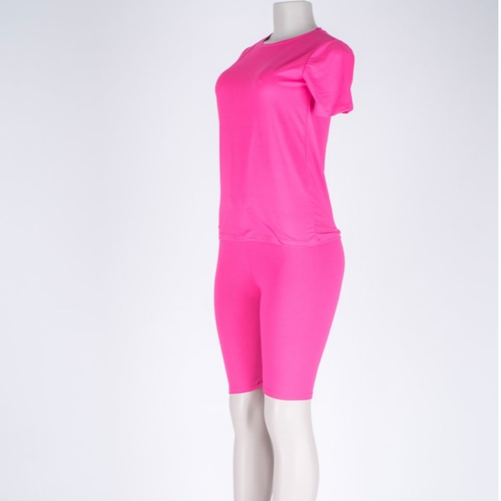 Neon Pink Biker Short Set